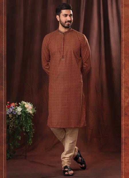 Red Colour Party Wear Mens Poly Kurta Pajama Collection IV-KP-2